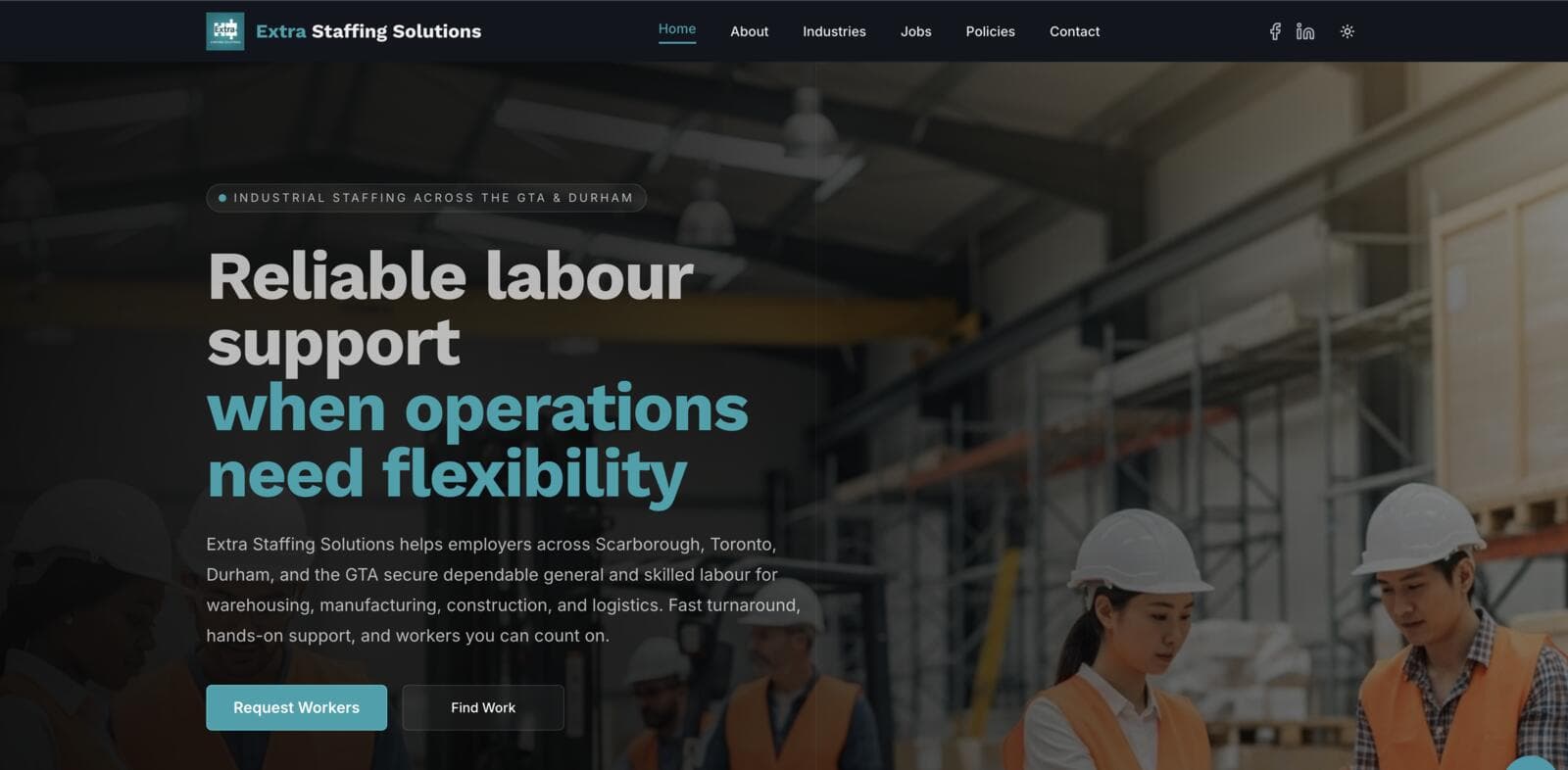 Extra Staffing Solutions website preview